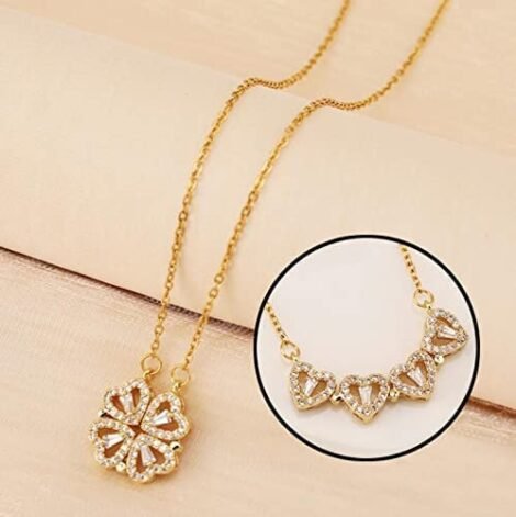 Multi Wearing Heart Necklace 4 Heart Magnetic Rose Gold Necklace Pendant Heart Toggle